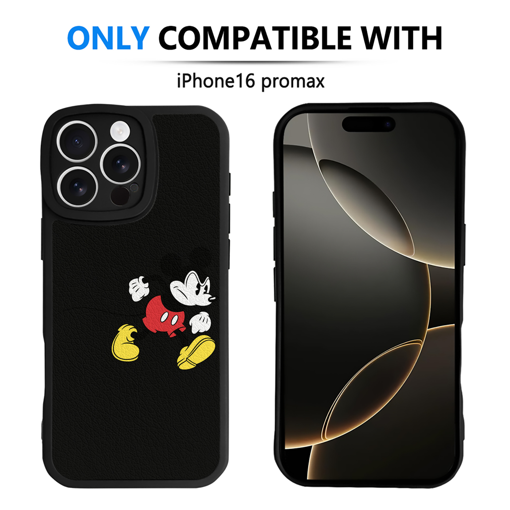 （画像用） ミッキーマウス Mickey Mouse 【iPhone 16シリーズ対応】シリコンスマホケース（レザー調） 材質：シリコン